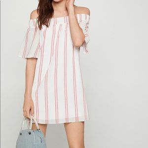 BCBGeneration Off The Shoulder Striped Dress